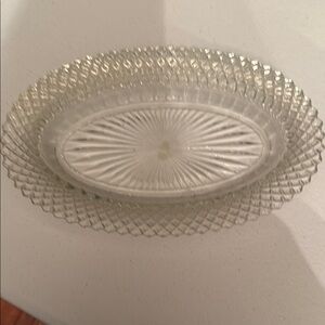 Miss America Depression Clear Glass Oval Platter
  Anchor Hocking
